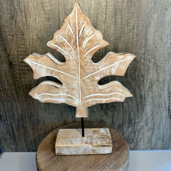Rustic Maple Leaf Decor Mango Wood NEW FAST SHIP - Picture 1 of 9